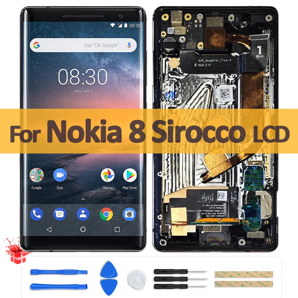 

5.5" Original LCD For Nokia 8 Sirocco LCD Display Touch Screen TA-1005 Digitizer Assembly With Frame For Nokia 8S Repair Replace