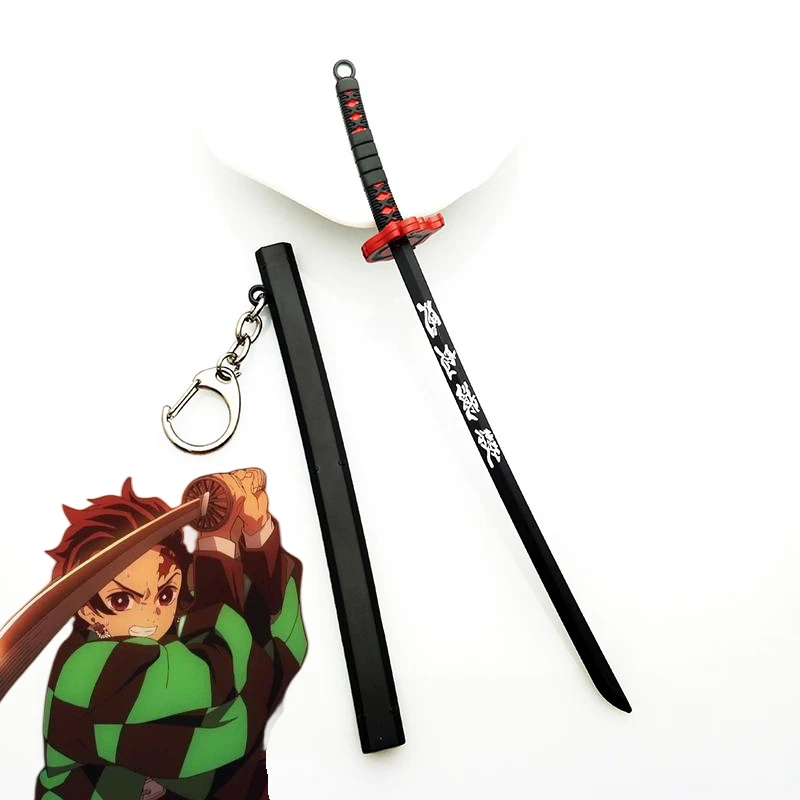 6,7 Zoll Metall-Dämonentöter-Katana Anime Kimetsu No Yaiba Tanjirou Ninja-Messer Echtes Japanisches Katana Mini-Samurai-Säbel Spielzeug Geschenk