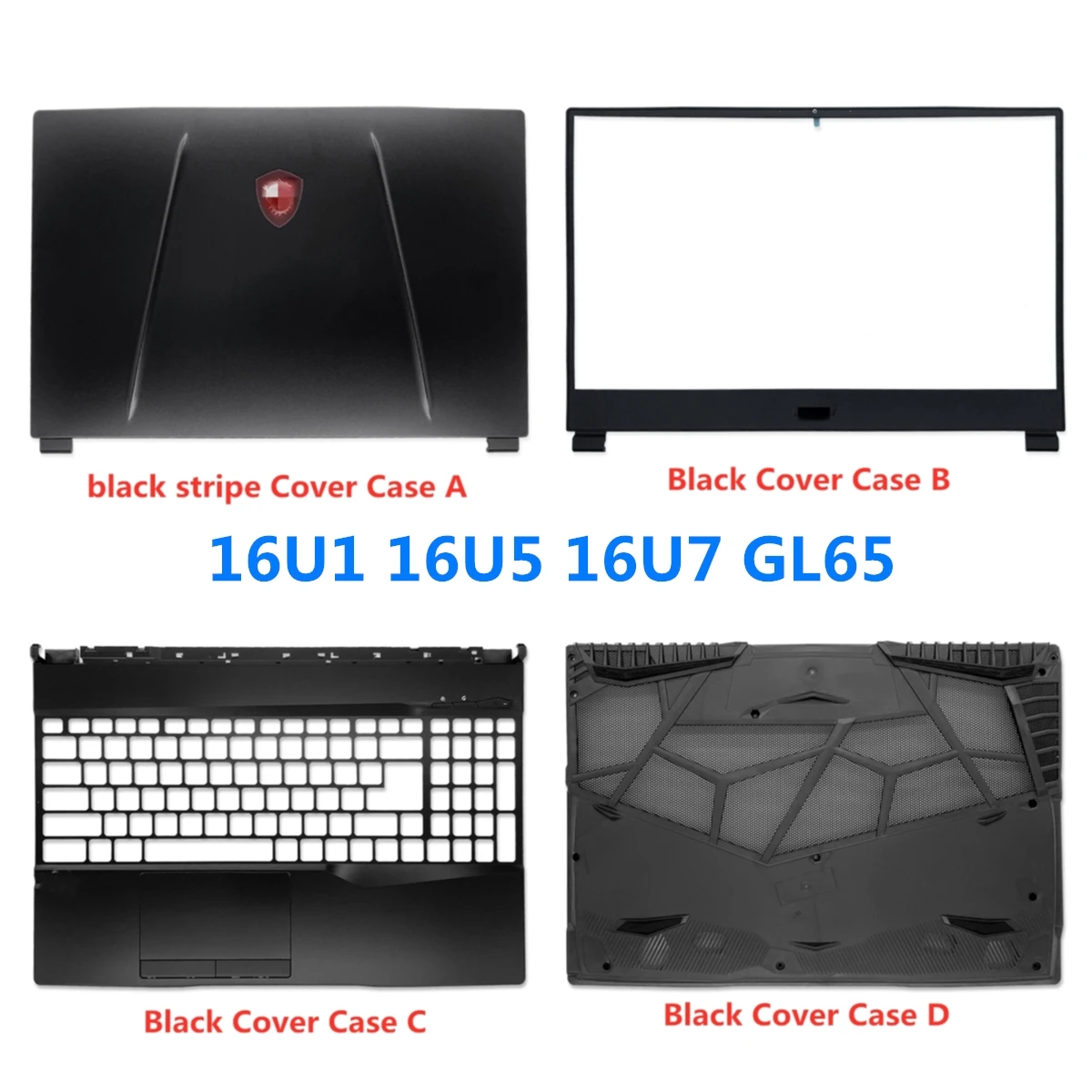 كمبيوتر محمول LCD الغطاء الخلفي للقضية ، الحافة الأمامية ، Palmrest ، أسفل ، المفصلي ، MSI GP65 ، MS-16U1 ، 16U5 ، 16U7 ، GL65 ، جديد