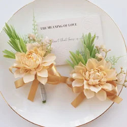 Boutonniere And Wrist Corsage Wedding Bracelet Handflower Studio Photography Props Multi color Wholesale 535