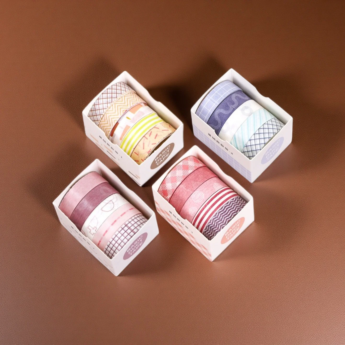 Basic Series Washi Tape Set, 5/20 Rolls, 5pcs Minimalist Pattern Decorative Tape, Perfect for Scrapbooking, Journaling