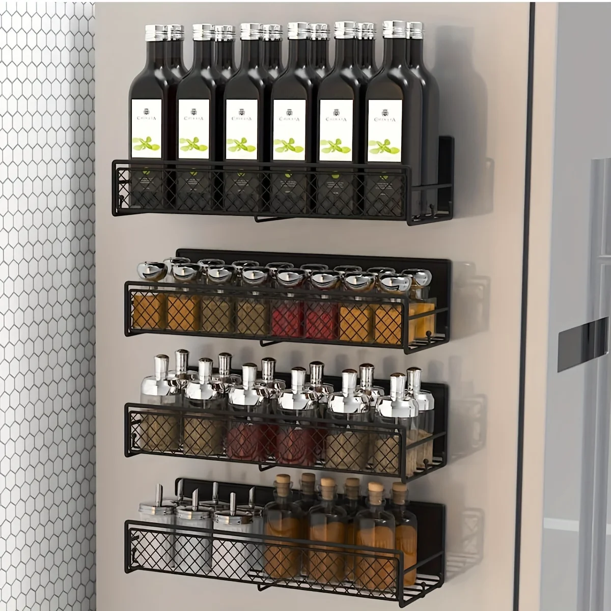 Magnetic Spice Rack For Refrigerator Magnetic Fridge Shelf For Kitchen Spice Organizer Magnetic Shelf For Fridge Space Saving