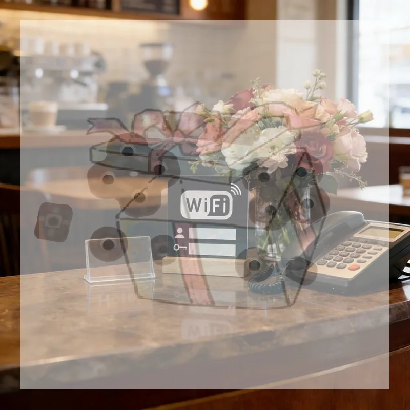 【CC】1/2Pcs Acrylic Mirror WiFi Sign For Public Places House Shops Handwriting Account And Password Wifi Notice Board Signs