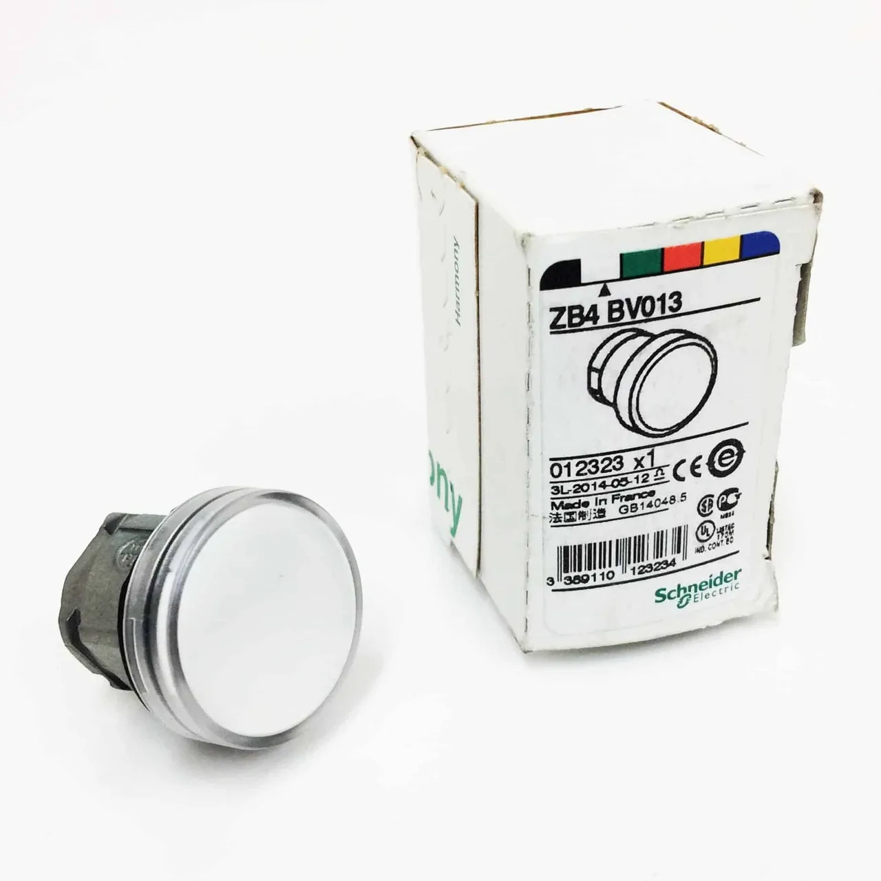 

ZB4BV013 Head for pilot light, Harmony XB4, metal, white, 22mm, universal LED, plain lens