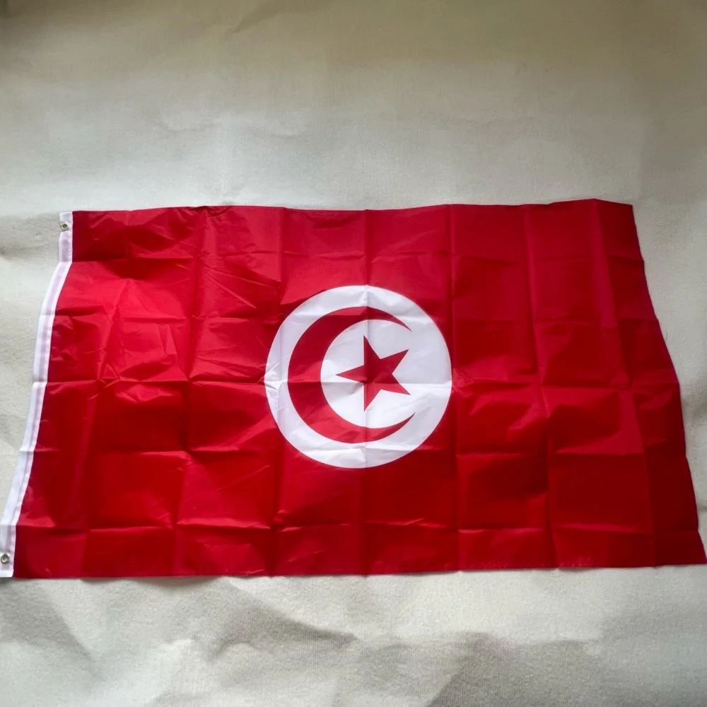 Tunisia flag 90x150cmTUN TN Tunisie Flag hung with high quality 3x5 ft polyester trim flag banners decorated