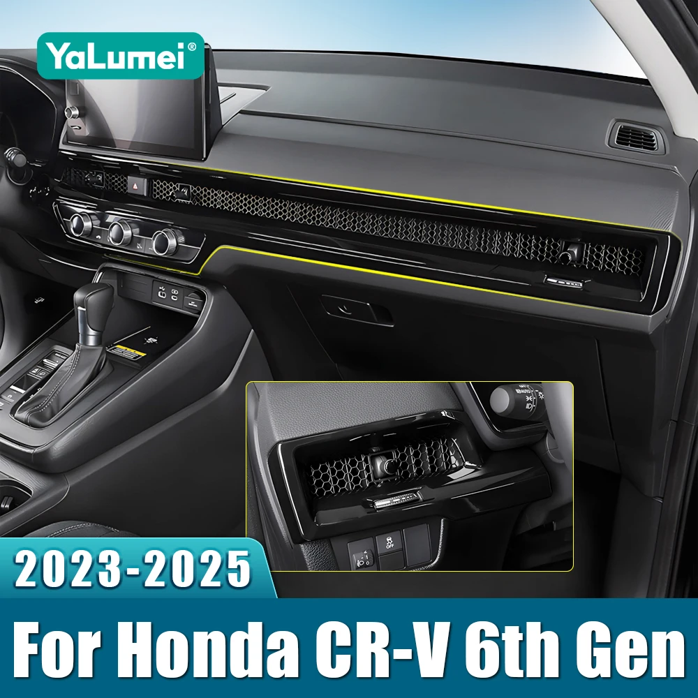 

Car Accessories For Honda CR-V CRV 6th Gen 2023 2024 2025 Hybrid ABS Dashboard Control Air Outlet Decorative Frame Stickers