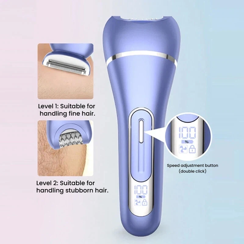 جهاز إزالة الشعر الكهربائي متعدد الوظائف للنساء، ماكينة حلاقة بيكيني للساقين تحت الإبط مع قاعدة قابلة للغسل لكامل الجسم