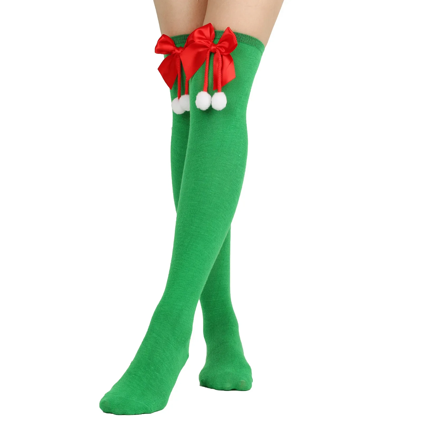 2023 Women Over Knee Socks Christmas Diagonal Striped Christmas Thigh High Stockings knee high socks