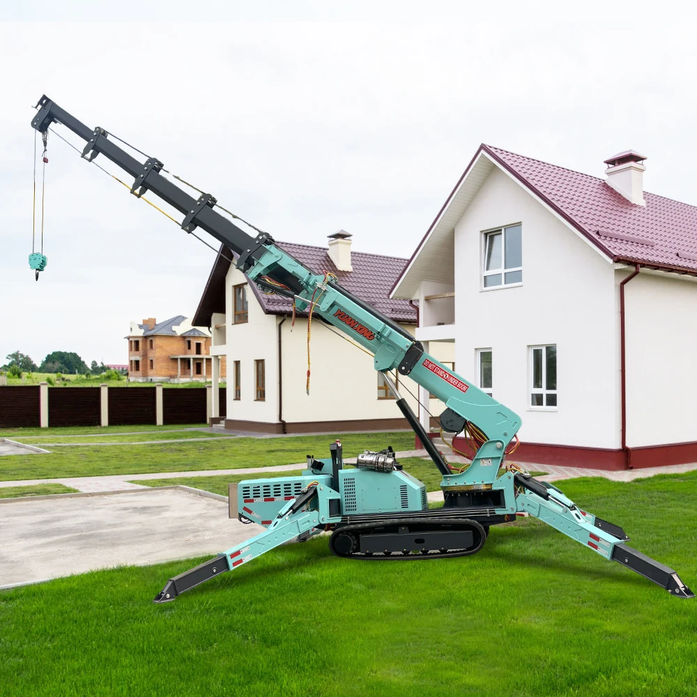 Crawler Spider Crane 1.2T 1.5T 3T 5T Mini Spider Crane Long Boom Length Crawler Crane for Construction Glass Installation Pro