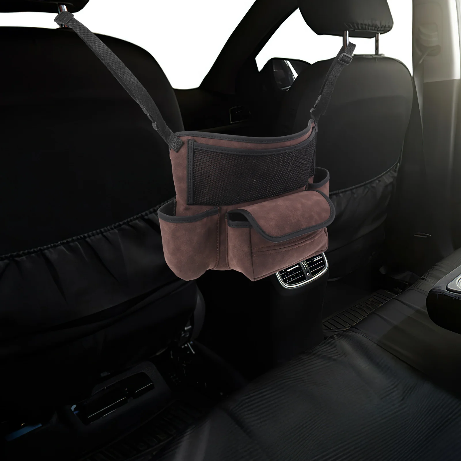 حقيبة تنظيم شبكية لتخزين السيارة، جيوب متعددة من البولي يوريثان، تصميم أنيق، سهل التركيب بين المقاعد، تحافظ على مرتبة السيارة #2