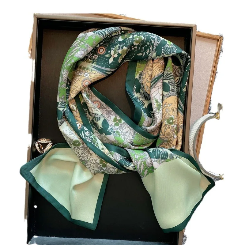 Узкий атласный шелковый шарф с принтом для женщин, 15*145 см, ленты для волос, галстук на шею, пояс, повязка на голову, женские накидки, платок, головной платок, бандана