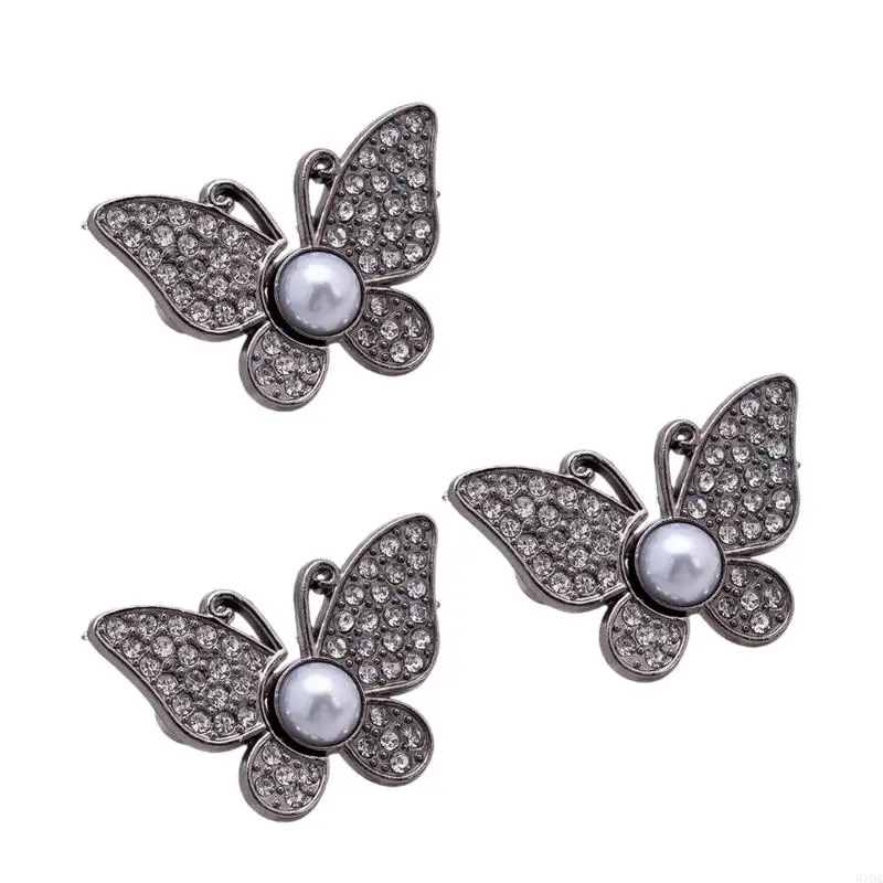 3 قطعة اللؤلؤ المألوف الراين فراشة الخصر تشديد كليب الخصر المشدود ل السراويل فضفاضة الجينز النساء فتاة استخدام 6XDA