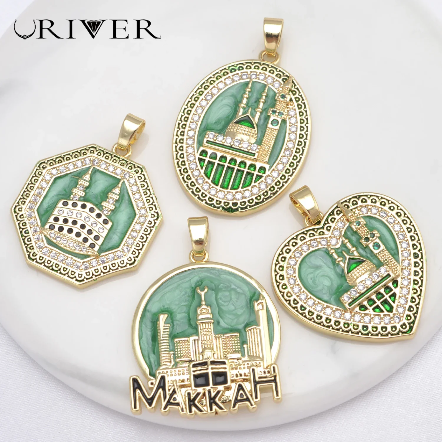 DIY Pendant Castle Charms for Necklace Chains Making Accessories Cartoon Anime Castle Palace Enamel Craft Jewelry Parts 3 Piece