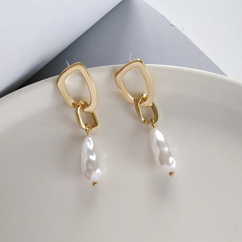 Pearl Dangle Dangle Earrings Sweet Jewelry Vintage Square Shape Earrings For Girls Women Gifts Custom Jewelry