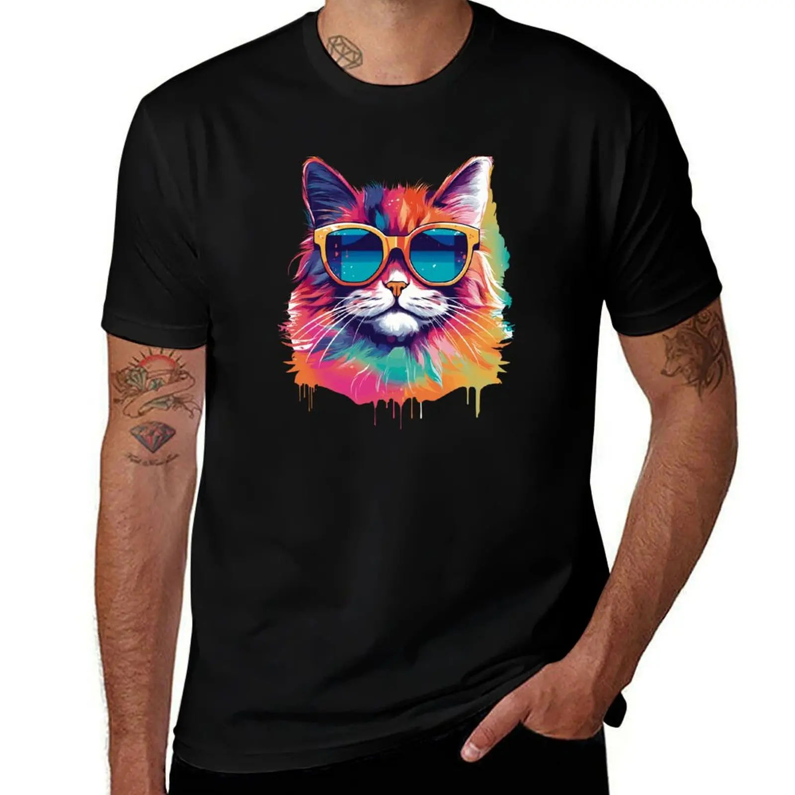 graphic shirt t heavy man shirts t luxury cat Cool cotton T-Shirt man quality t high man brand shirt