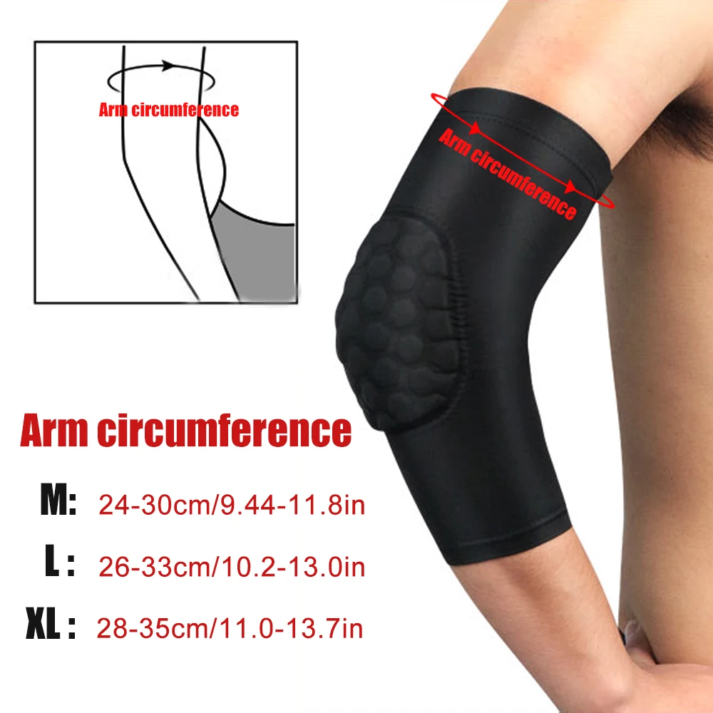 1Pcs Elbow Sleeve Elbow Compression Sleeve Sports Arm Forearm Brace Support Honeycomb Pad Crashproof Basketball Arm Guard Sleeve