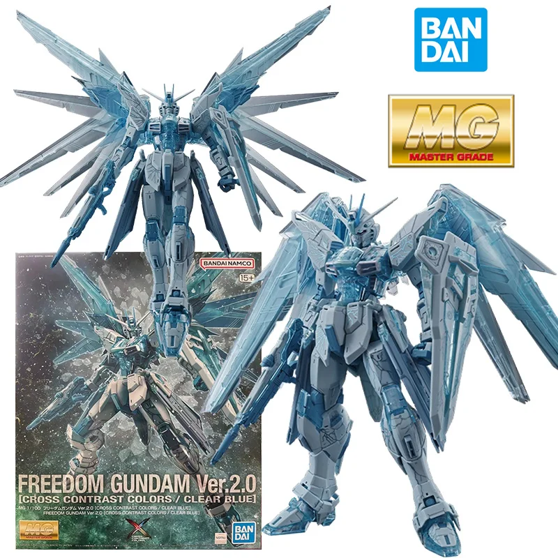 

Bandai MG Freedom Gundam Ver.2.0 Cross Contrast Color Clear Blue 1/100 25Cm Original Action Figure Model Toy Gift Collection