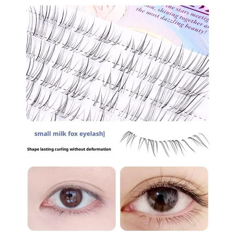 ขนตาปลอมแบบกลุ่ม 10 แถว แยกเป็นช่อ ต่อขนตาแบบธรรมชาติ สไตล์ฟ็อกซ์ ขนตาปลอมแบบฟลายอิ้ง อุปกรณ์แต่งหน้า