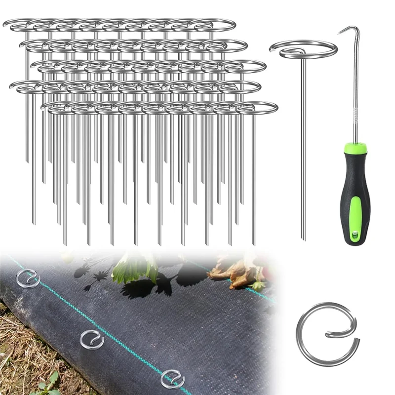 ABGR-دبابيس المناظر الطبيعية 6 بوصات دبابيس حديقة مجلفنة مقاومة للصدأ دبابيس مستديرة للمناظر الطبيعية غطاء أرضي دبابيس من القماش