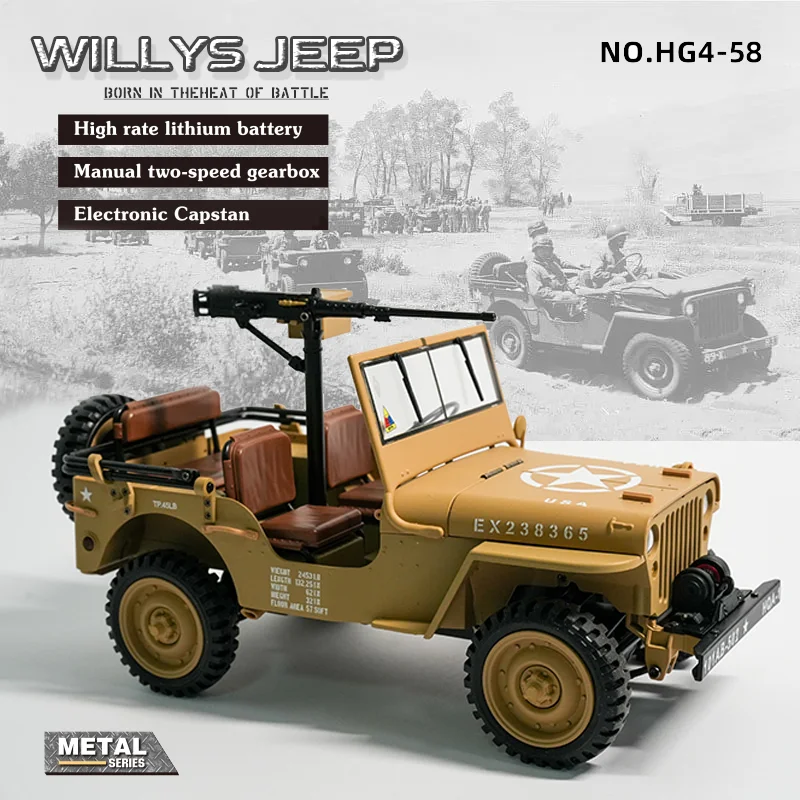 

1:14 Scale Willys Jeep 4x4 Off Road Truck Remote Control Car Electric Rock Crawler Vehicle All Terrain RC Model Toy for Boys