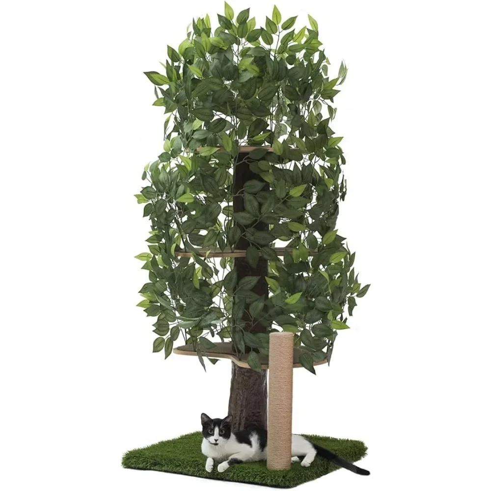 Cat Tree With Leaves Pets for Cats Scratcher Multi-Level Cat Condo for Indoor Cats