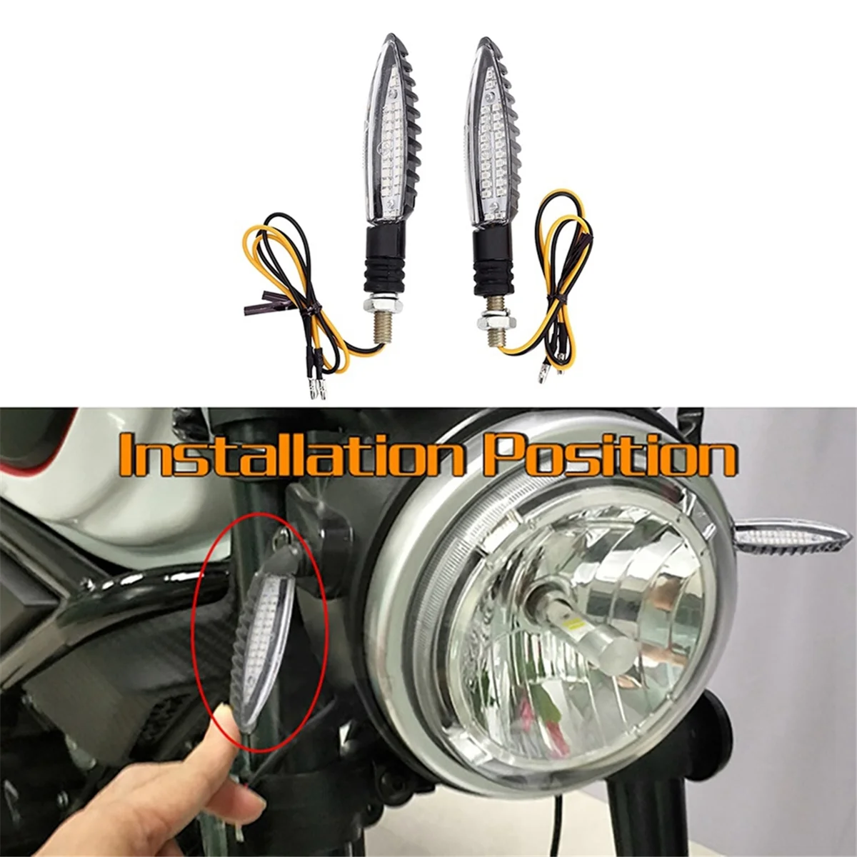 Motorcycle Turn Signal LED Light E24 Flowing Water Flashing Indicator Bendable Tail Stop Signal Light for Yamaha Honda