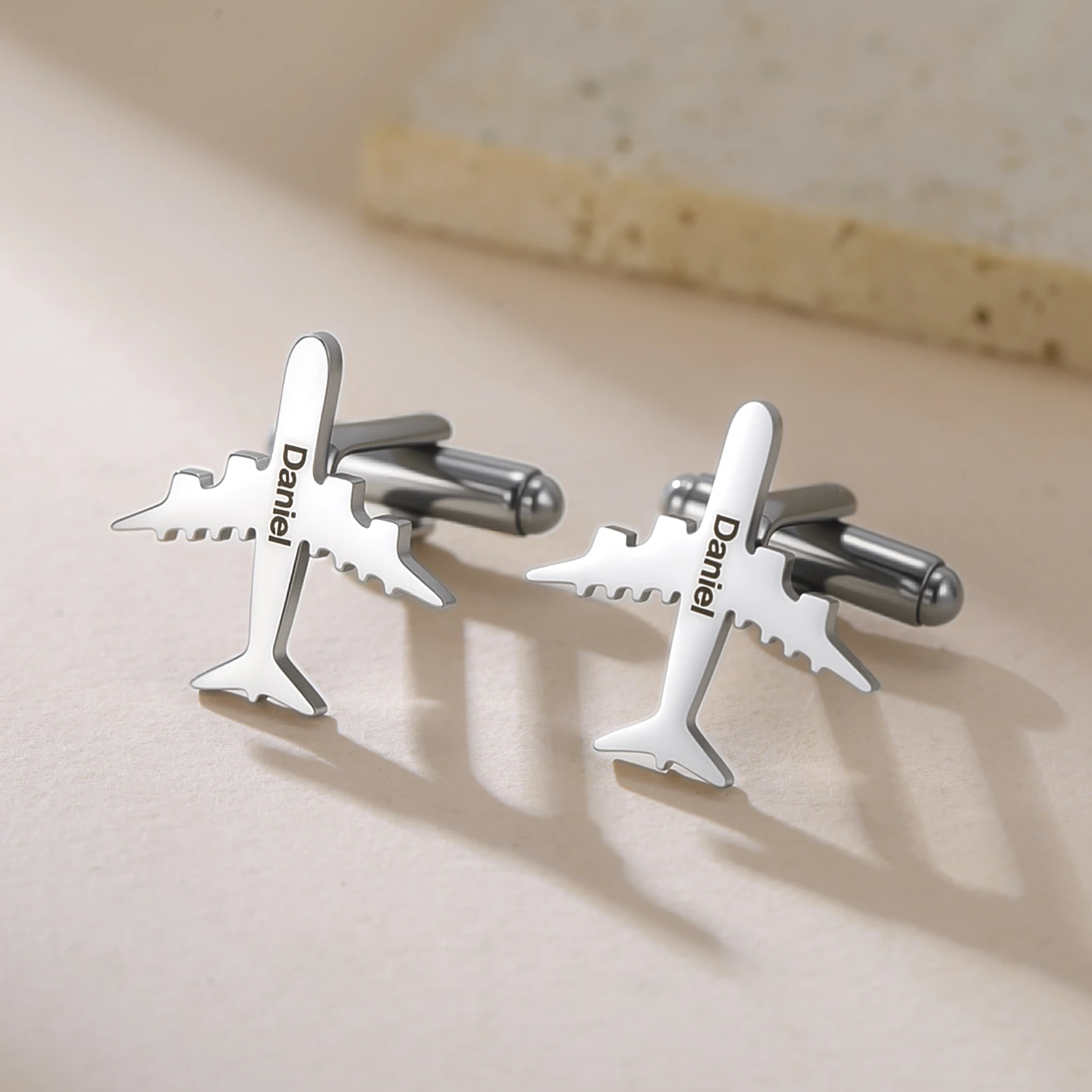 

Sipuris 1Pair Plane Custom Engrave Name Cufflink For Men Stainless Steel Personalized Cufflinks Accessories Men Vintage Jewelry