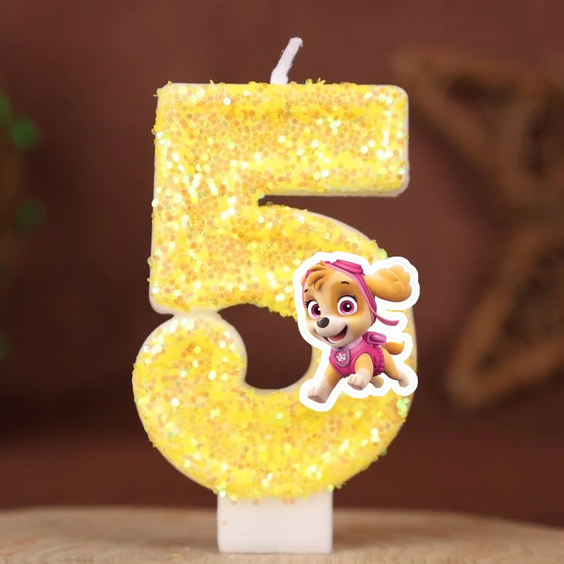 Cartoon Paw Patrol Thema Kerze 0-9 Nummer Geburtstag Kuchen Jahrestag Party Baby Dusche Kerzen Szene Dekoration Lieferungen – Detail 5