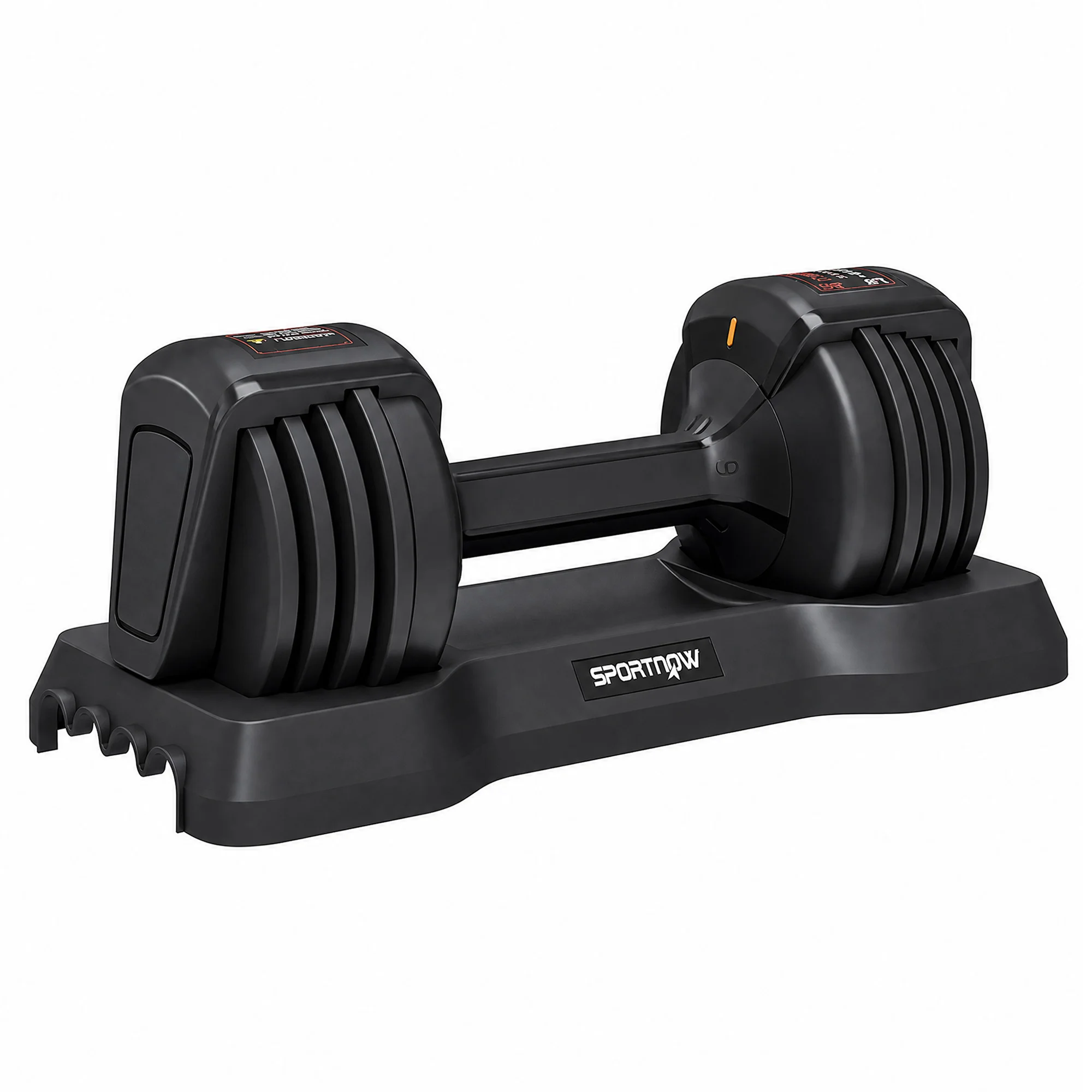 Sportnow verstelbare dumbbell van 11 kg met 5 gewichtsniveaus, gewichten en dumbbells, snel verstelsysteem, veiligheidsvergrendeling, antisliphandgreep en -voet, voor thuis- en sportschooltraining.