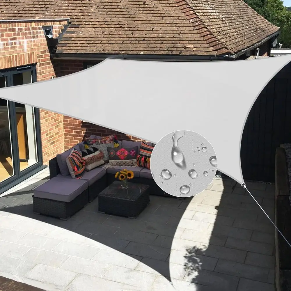 

24'x24' Waterproo Sun Shade Sail RecShade Cover UV Block or Backyard Patio Deck Balcony Pergola Garden (Light Gray)