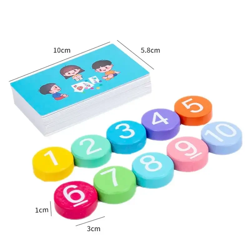 Children Montessori Math Toys Arithmetic Card Matching Games Addition Subtraction Counting Educational Cognitive Blocks for Kids