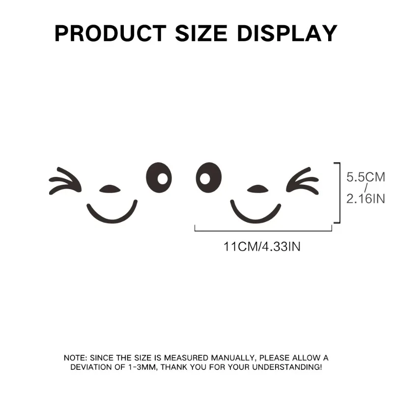 2pcs/sheet Smiley Face Rearview Mirror Stickers - Cute Car Mirror Decals with Fun Expression Design