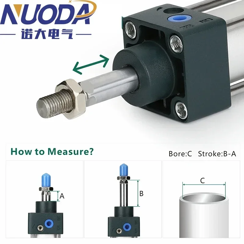 SC Standard Air Pneumatic Cylinders SC32/40/50/63mm Bore Double Acting 50/75/100/125/150/175/200/250/300/400/500/1000mm Stroke