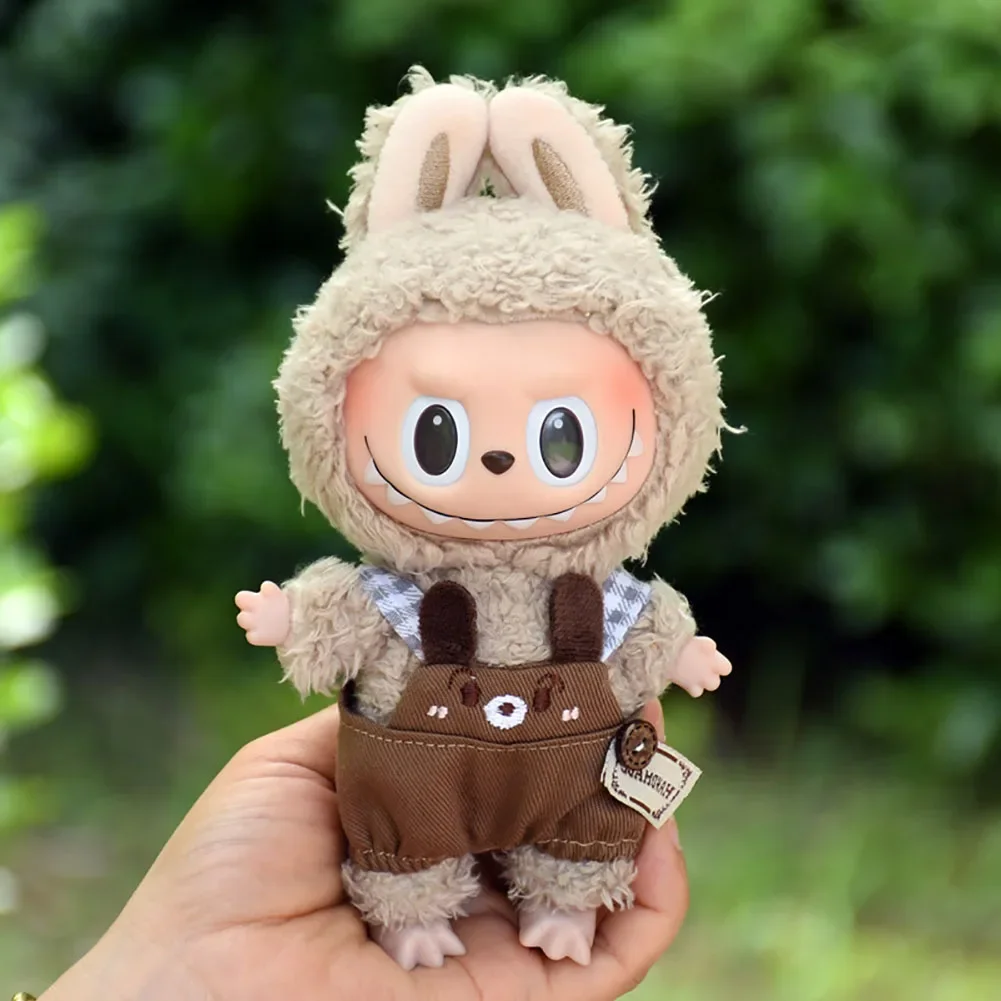 For Labubu Doll Clothing Fashion Hoodie Doll Accessories  Puppy overalls Set With Hat Foot cover Labubu Clothes Ropa Labubu