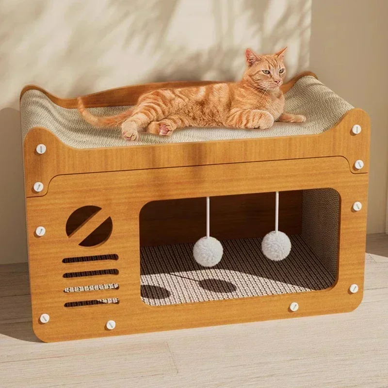 Sandbox Little Cat Hiding House Indoor Ligneous Double Layer Cat Hiding House Wearresistan Hamaca Colgante Gato Pets Supplies