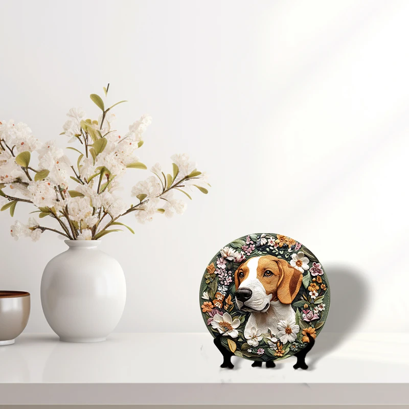 Ornamento para animais de estimação Basset Hound - Pintura decorativa circular de alumínio personalizada - Lápide de lembrança exclusiva para animais de estimação