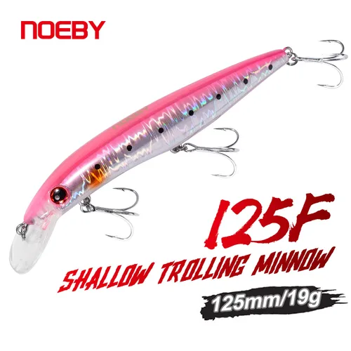 Señuelo de pesca NOEBY Minnow, 125mm, 19g, Jerkbait flotante poco profundo, cebo duro, Chile, lubina, Shore Casting, Señuelos de Pesca
