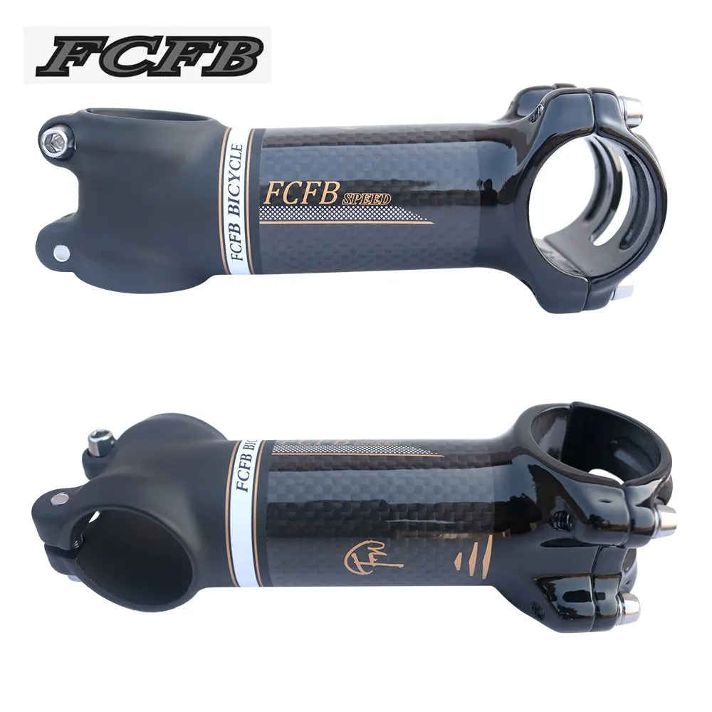 

bike stem FCFB stem alloy + 3k carbon fiber stem MTB road bike stem angle 6 angle 17 matt and glossy gold color