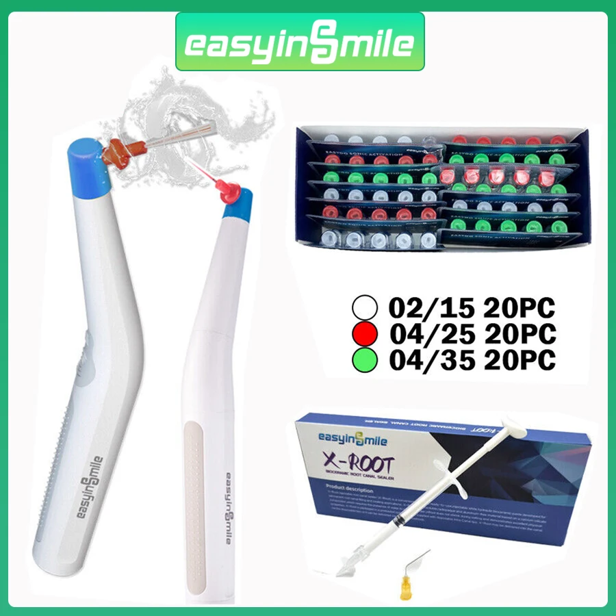 Easyinsmile Стоматологический эндоактиватор Звуковой ирригатор 60 наконечников Эндодонтия Герметизация корневых каналов Эндо-токумент Биокерамический герметик Наполнение