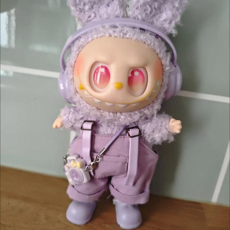 

For 15/17cm Labubu Clothes Macaron Fashion Outfit Shoulder Straps Pants Headphones Cameras Shoes Labubu 3.0 DIY Gift Accessories