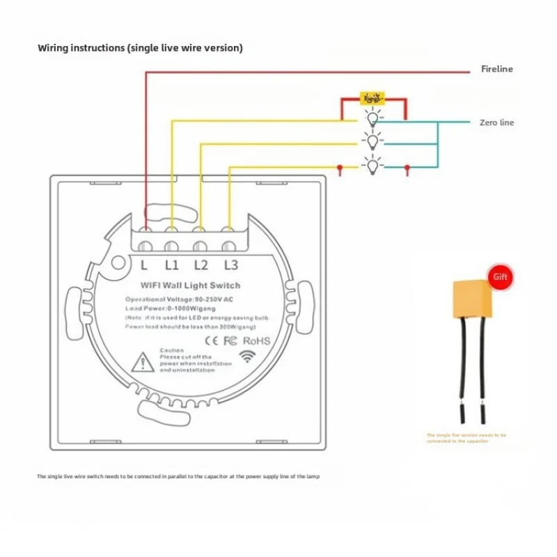 wifiSingle FirezigbeeSingle Fire switch European standard British+RF AlexaVoice Control