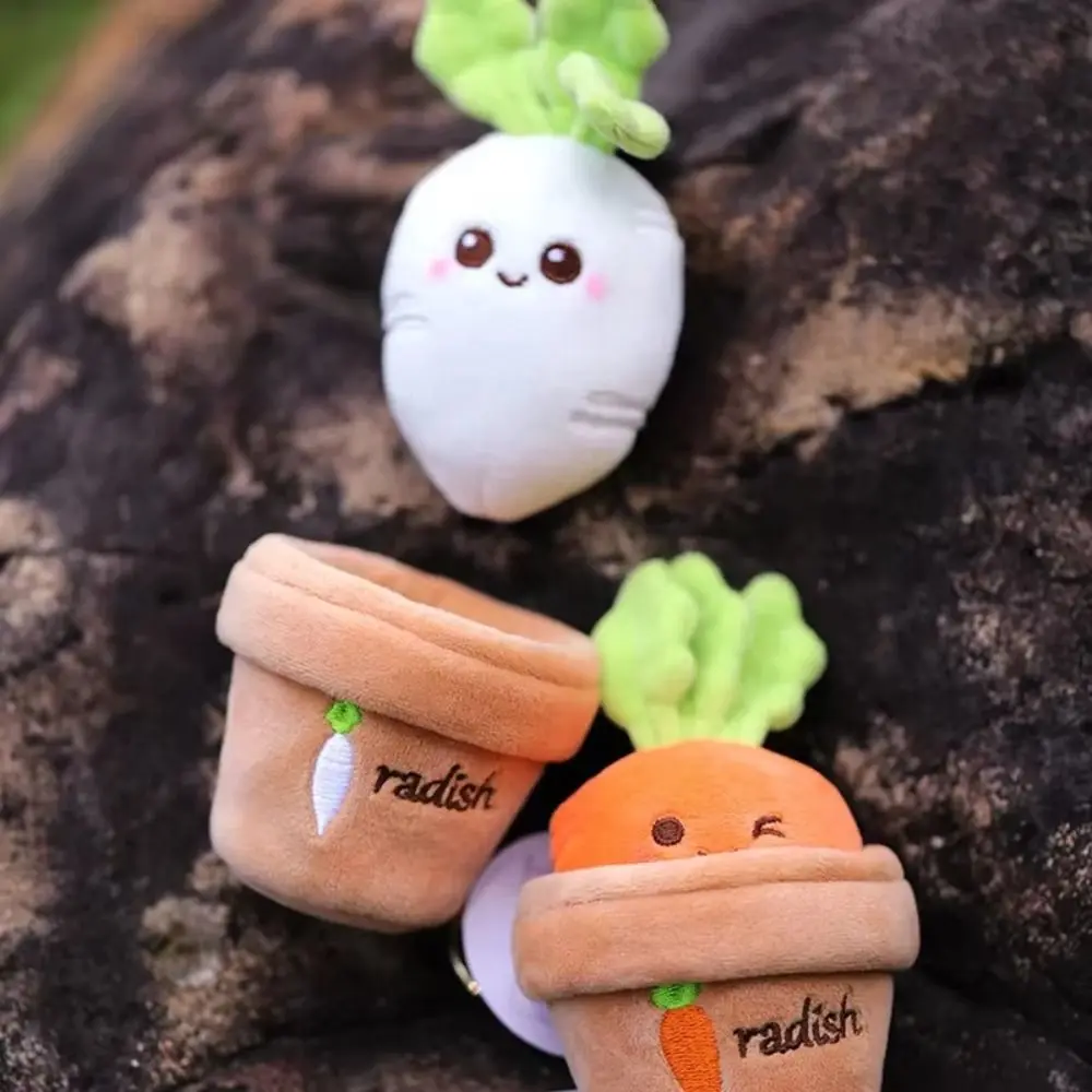 Creative Grass Potted Carrot Doll Keychain Vegetables Bag Charm Radish Plush Pendant Cartoon 10cm Carrot Plush Doll Send Friends