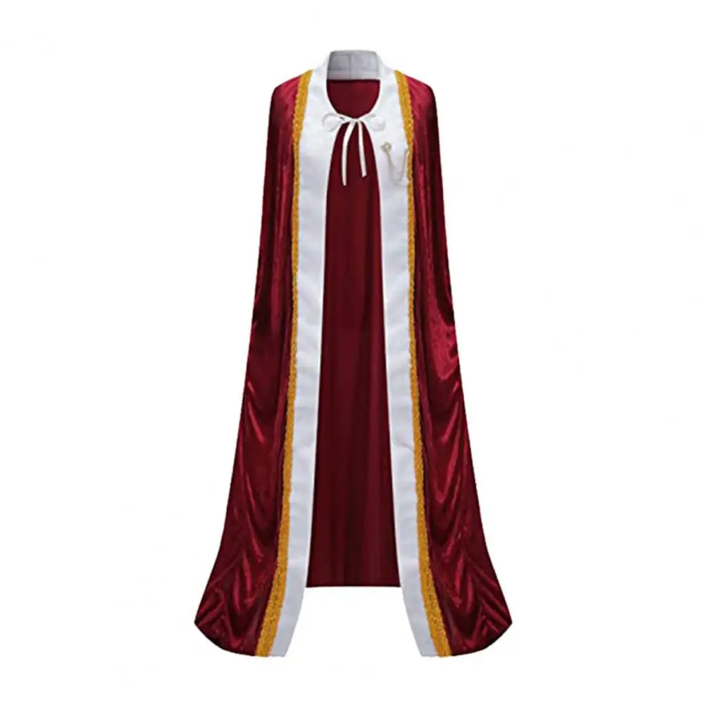 Role-playing Robe Elegant Lace-up Halloween Cloak for Women King Queen Cosplay Cape Robe with Floor Length Color Matching