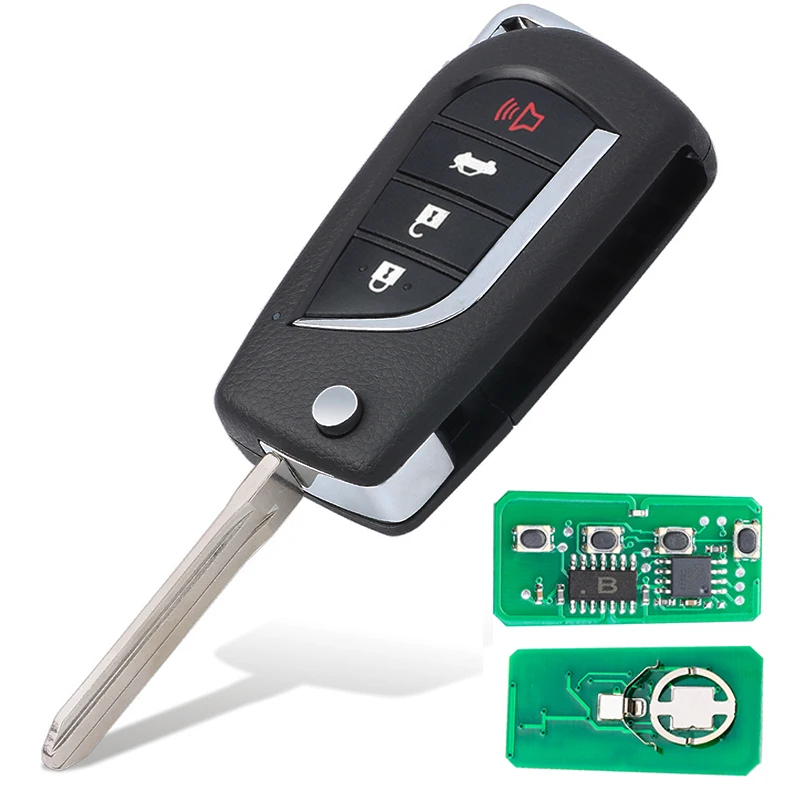 KEYECU 314MHz H / G Chip FCC: HYQ12BDM Upgraded Flip Folding 3+1 4 Button Remote Key Fob TOY43 for Toyota RAV4 Camry Corolla