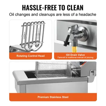 SucceBuy 商用電炸鍋,台式,帶炸籃,不銹鋼單油炸鍋,帶時間和溫度控制 10 best sales 油炸機 - №2