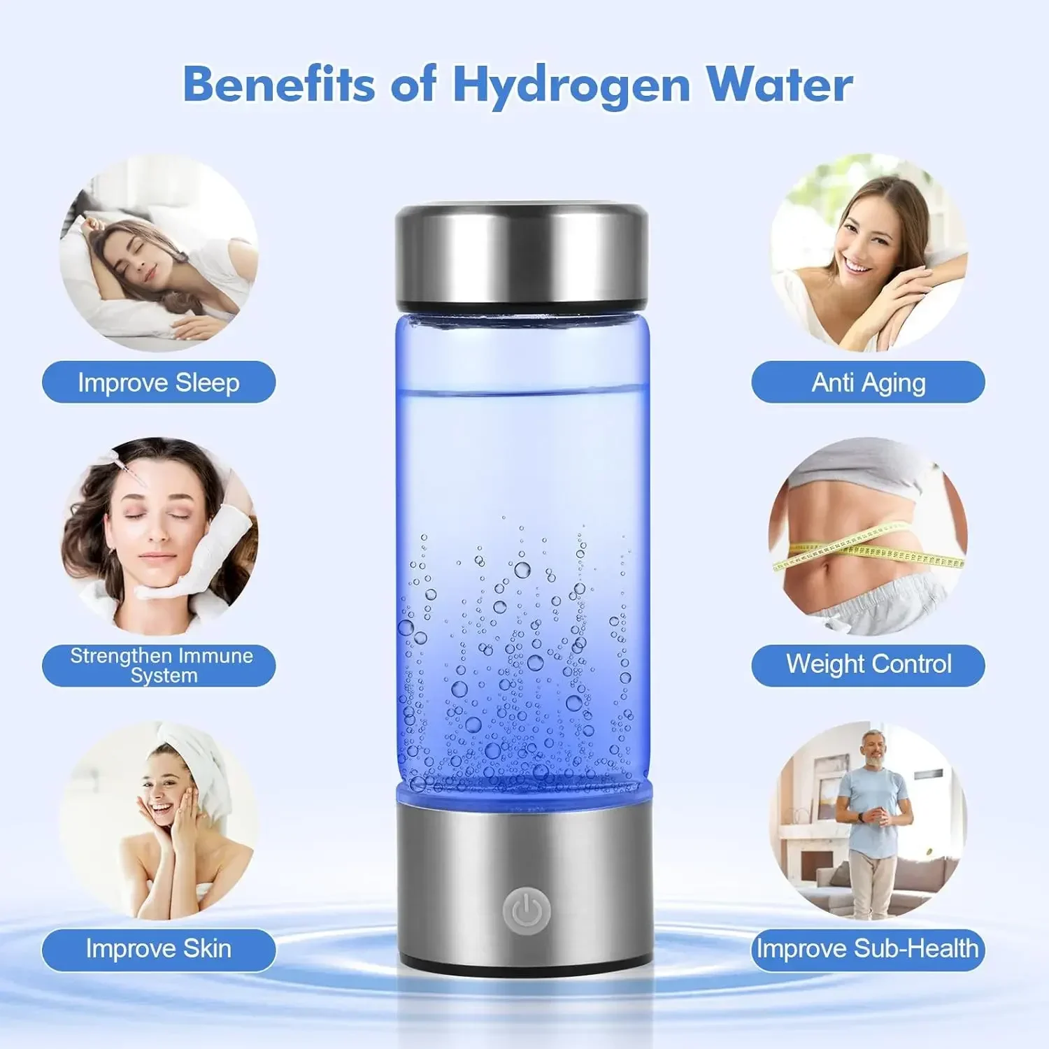 Hydrogen Water Bottle Portable Hydrogen Water Ioniser, Rechargeable Hydrogen Water Bottle Generator