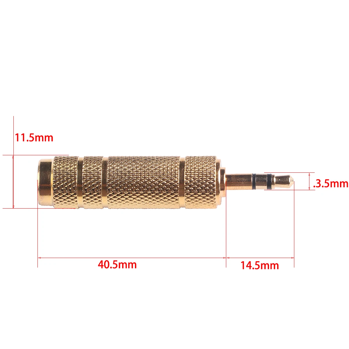 Adaptateur audio stéréo, ensemble plaqué or, prise TRS 3.5mm 1/8 pouces vers prise jack 6.35mm 1/4 pouces et prise femelle 3.5mm vers prise mâle 6.35