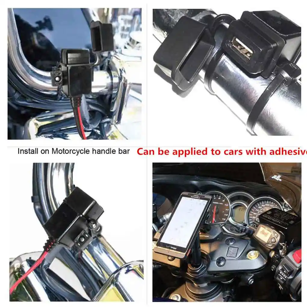 Motorcycle SAE to USB Port Waterproof Socket Charger Fast Charging Dual USB Adapter Dustproof Accessories Replacement Part