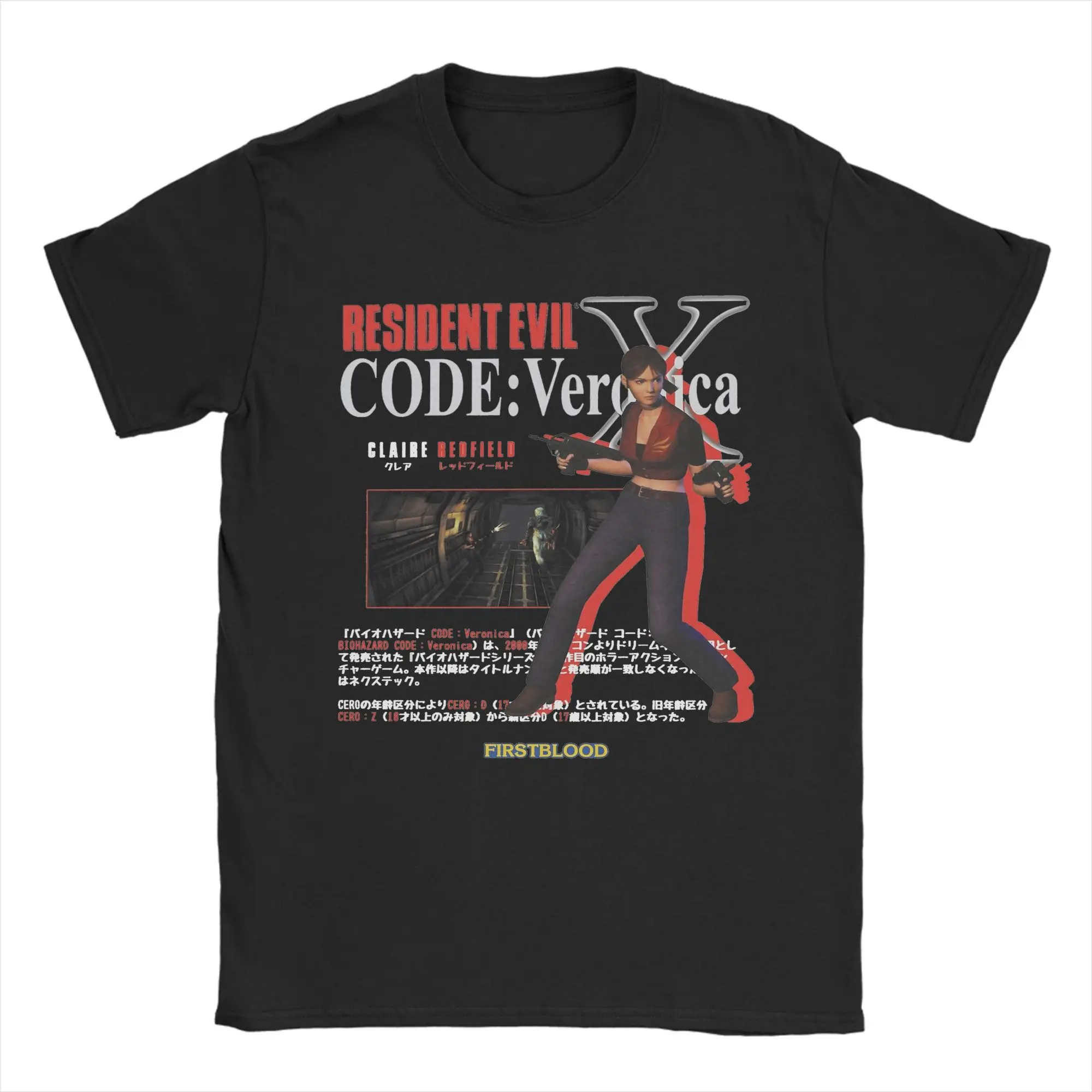 

Men T-Shirts Residents Evils Code Veronica X Humor Cotton Tee Shirt Short Sleeve Horror Game T Shirt Crew Neck Clothes Unique
