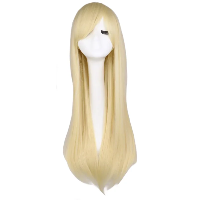 Parrucca Cosplay lunga diritta qqxcayw nero viola rosa blu argento grigio biondo bianco arancione marrone parrucche sintetiche